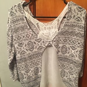 Gray Aztec Shirt w/ Open Back